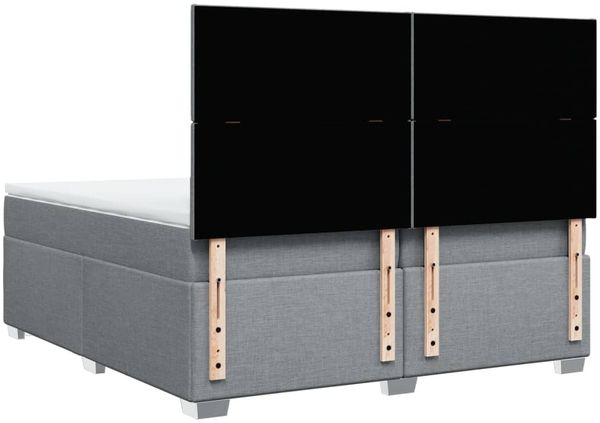 vidaXL Boxspringbett mit Matratze Hellgrau 200x200 cm Stoff 3292888 Bild 12
