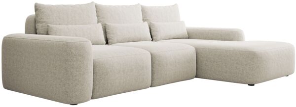 Selsey 'Carnos' Ecksofa mit Schlaffunktion, Lendenkissen, Chenille, Creme, rechts
