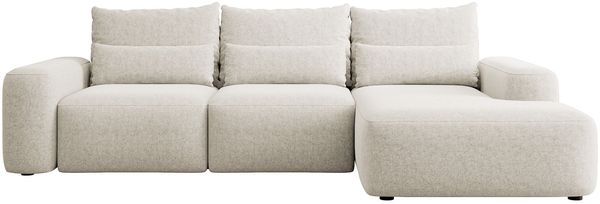 Selsey 'Carnos' Ecksofa mit Schlaffunktion, Lendenkissen, Chenille, Creme, rechts Bild 6
