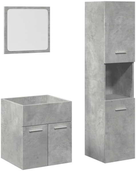 vidaXL 3-tlg. Badmöbel-Set Betongrau Holzwerkstoff 3324867