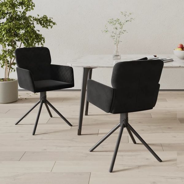 Esszimmerstühle 2 Stk. Drehbar Schwarz Samt, Drehbar [344796]