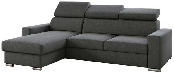 M-Punkt24 Ecksofa Ecksofa Bari Webstoff Grau oder Schwarz mit Bett und Bettkasten, Rechts und Links universell aufbaubar, mit Bettfunktion
