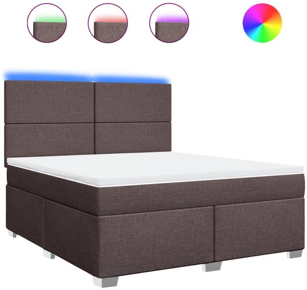 vidaXL Boxspringbett mit Matratze Dunkelbraun 180x200 cm Stoff 3292863 Bild 2