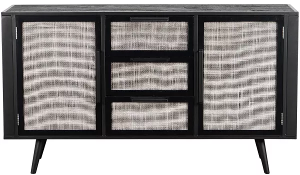 Sideboard Nordic Mindi Rattan mit Türen und Schubladen, 160 cm