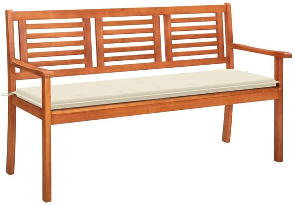 vidaXL 3-Sitzer-Gartenbank mit Auflage 150 cm Massivholz Eukalyptus 3060998