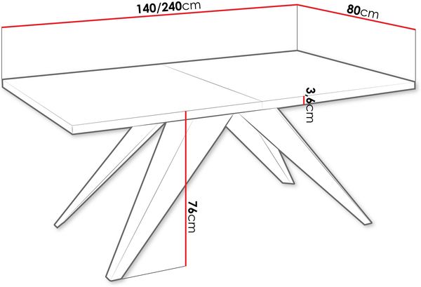 Esstisch Volnaw 140 mi 2 Einlegeplatten, Beine aus Stahl (Farbe: Schwarz / Eiche Craft Gold) Bild 5