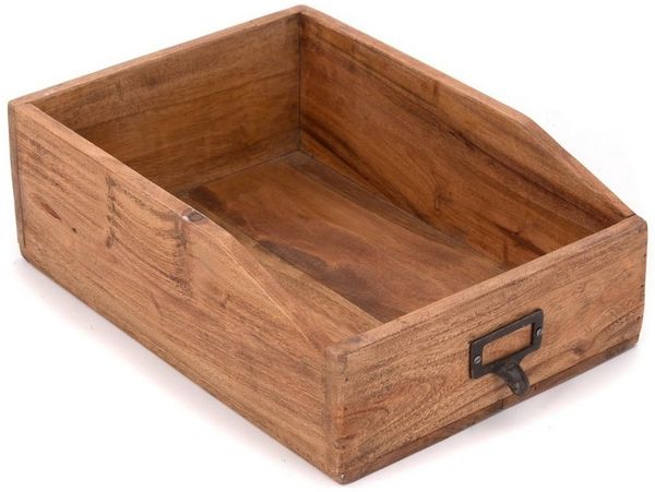 DESIGN DELIGHTS Aufbewahrungsbox DOKUMENTENABLAGE "CARTA", Altholz massiv, 33x24x12 cm (TxBxH), Holza