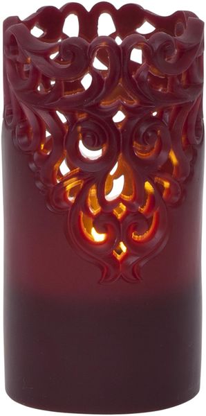 LED Echtwachskerze -Clary', Batterie und Timer, dunkelrot, 15cm