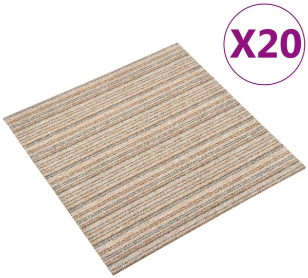 vidaXL Teppichfliesen 20 Stk. 5 m² 50x50 cm Gestreift Beige 147320