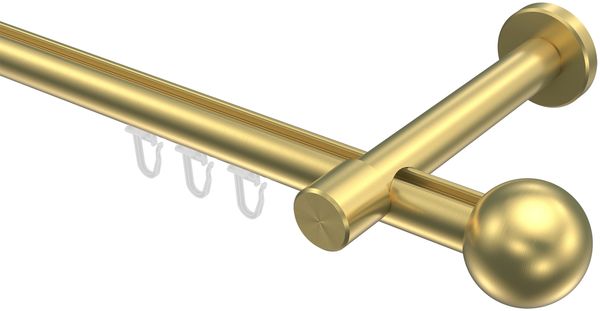 Innenlauf-Gardinenstangen-Set Prestige Luino 120 cm, 1-läufig, 20 mm Ø Messing-Optik