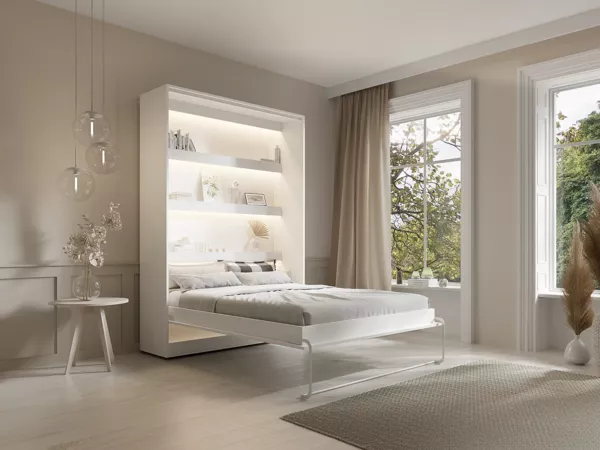 Vente-unique - RAPILI Bett Holz, Platte Weiß - B 50 cm239,2 cm x H 225,2 cm x L 159 cm