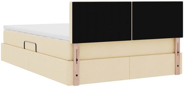 vidaXL Bett mit Stauraum und LED mit Matratze Creme 140 x 200 cm Stoff 3371278 Bild 12