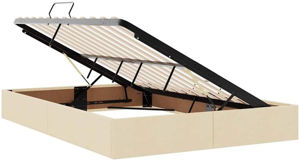 vidaXL Bett mit Stauraum und LED mit Matratze Creme 140 x 200 cm Stoff 3371278 Bild 7