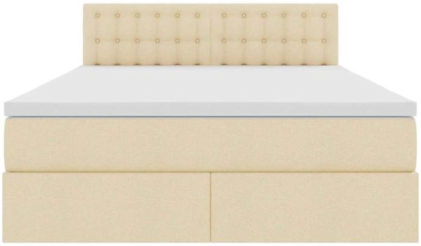 vidaXL Bett mit Stauraum und LED mit Matratze Creme 140 x 200 cm Stoff 3371278 Bild 8