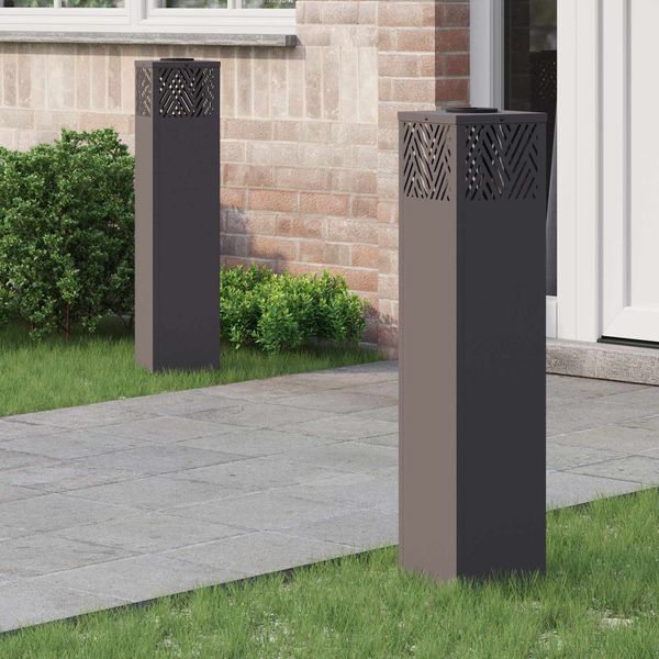 vidaXL Solar LED Weg Licht 2 pcs Schwarz Kalt gewalzter Stahl 879730