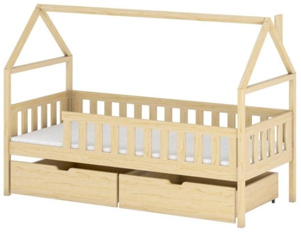 Hausbett Kinderbett BLAIR 200x90cm Kiefer Massiv Natur inkl. Rollrost