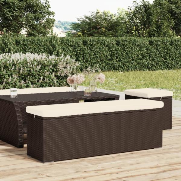 vidaXL Hockerbank mit Sitzkissen Braun 110x30x40 cm Poly Rattan 319397