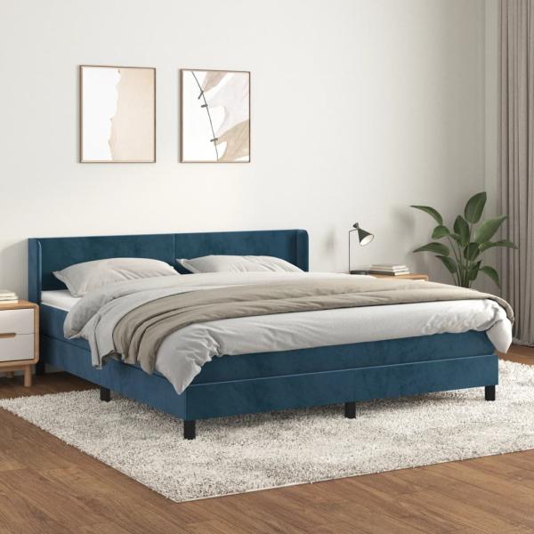 vidaXL Boxspringbett mit Matratze Dunkelblau 180x200 cm Samt 3130857