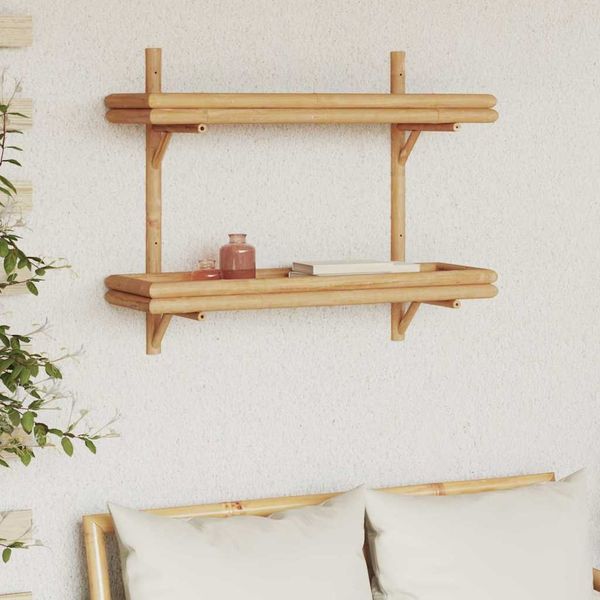 vidaXL Wandregal mit Regal Wandmontiert Braun 75 x 26 x 60 cm Bambus 4107161