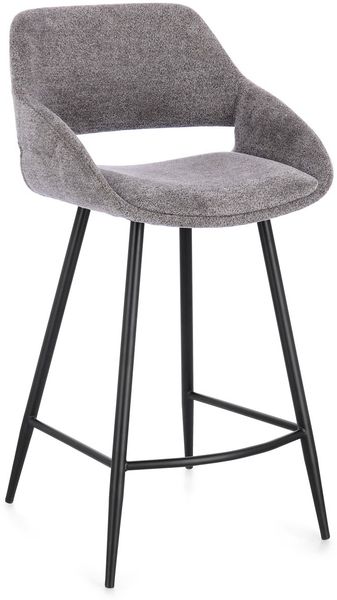 Barhocker Ecenor 2er-Set aus Stoff, modern gepolstert, mit Fußstütze, grau