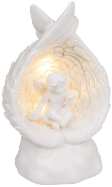 Out of the blue LED Dekofigur Sitzender Engel, zufällige Auswahl aus 4 ähnlichen Motiven, Engelsfigur Putte Dekoengel Engelchen Lichtdeko, Maße (H/B/T): 12 x 7 x 5,5 cm, Weiß