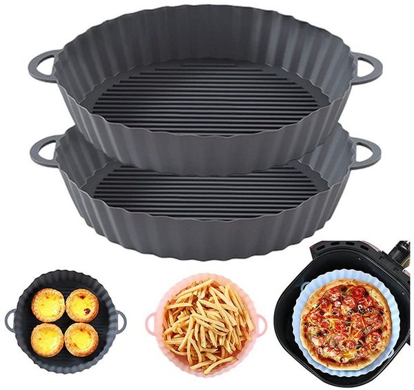TUWENA Silikonform 2STK Air Fryer Silikon Backblech Wiederverwendbarer Heißluftfritteuse, (2-tlg), Zur Verwendung in Heißluftfritteusen