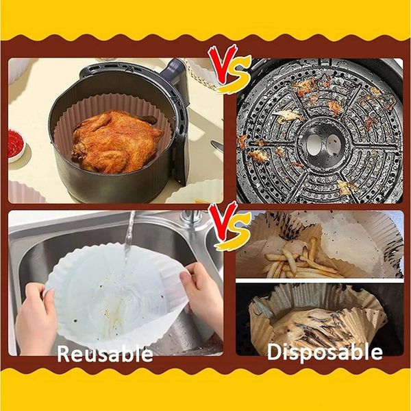 TUWENA Silikonform 2STK Air Fryer Silikon Backblech Wiederverwendbarer Heißluftfritteuse, (2-tlg), Zur Verwendung in Heißluftfritteusen