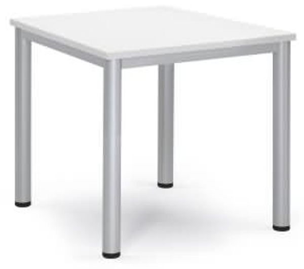Soennecken Besprechungstisch 80x80x72cm Gestell silber Platte weiß