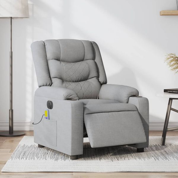 vidaXL Massagesessel Elektrisch Hellgrau Stoff 3206570