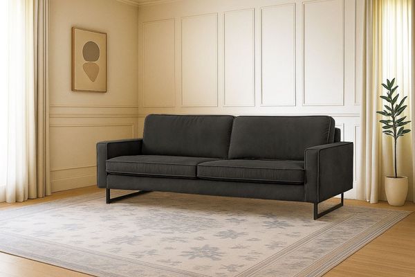 Home affaire 3-Sitzer Maxi-Ausführung Pinto, 236 cm, Cord, Chenille, Lederoptik, mit Keder, schwarze Metallfüße, Wellenunterfederung