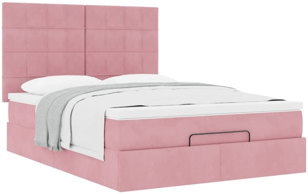 vidaXL Ottoman-Bett mit Matratzen Rosa 140x200 cm Samt 3313480 Bild 4