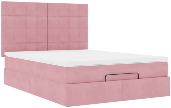 vidaXL Ottoman-Bett mit Matratzen Rosa 140x200 cm Samt 3313480 Bild 5
