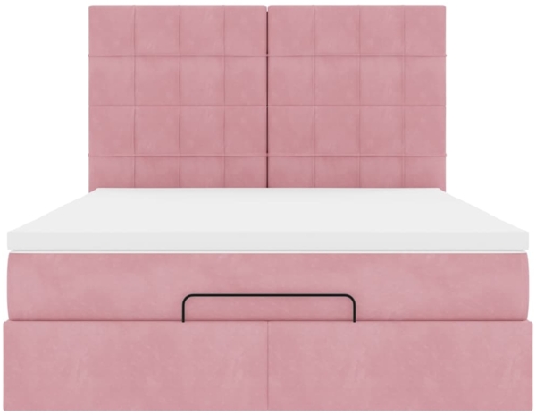 vidaXL Ottoman-Bett mit Matratzen Rosa 140x200 cm Samt 3313480 Bild 6