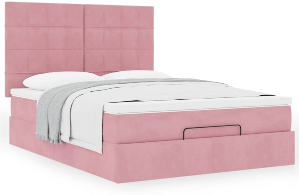 vidaXL Ottoman-Bett mit Matratzen Rosa 140x200 cm Samt 3313480 Bild 3