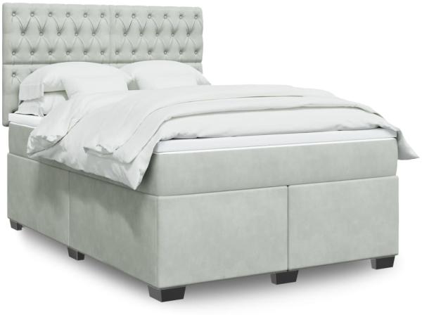 vidaXL Boxspringbett mit Matratze Hellgrau 140x190 cm Samt 3293212