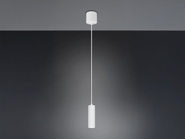 Kleine LED Pendelleuchte einflammig aus Metall Weiß Ø 5,5cm