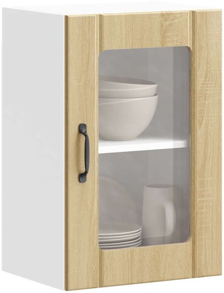 Küchen-Hängeschrank, Wandschrank mit Glastür Lucca Sonoma-Eiche