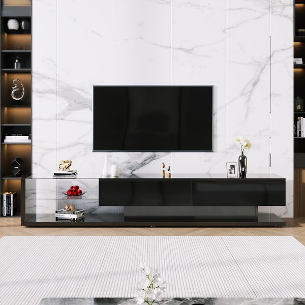 TV-Schränke, Lowboards, Hochglanz-Wohnzimmermöbel,170×36×38 cm, Schwarz,modernes Design, viel Stauraum