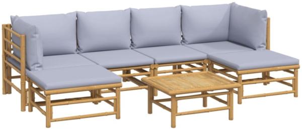 vidaXL 7-tlg. Garten-Lounge-Set mit Hellgrauen Kissen Bambus 3155101 Bild 12