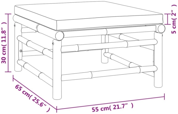vidaXL 7-tlg. Garten-Lounge-Set mit Hellgrauen Kissen Bambus 3155101 Bild 11