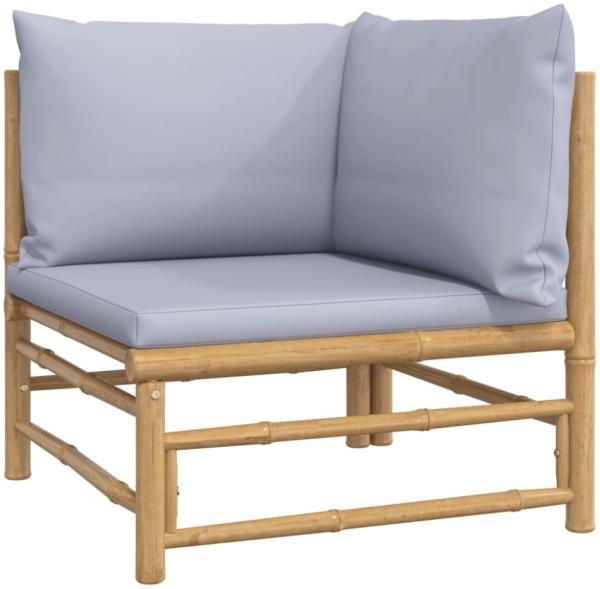 vidaXL 7-tlg. Garten-Lounge-Set mit Hellgrauen Kissen Bambus 3155101 Bild 7