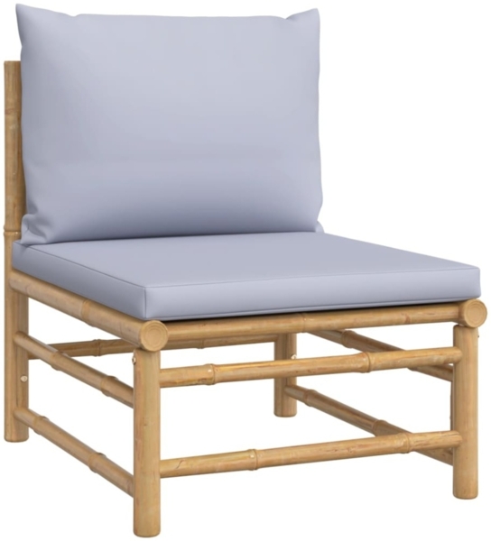 vidaXL 7-tlg. Garten-Lounge-Set mit Hellgrauen Kissen Bambus 3155101 Bild 8