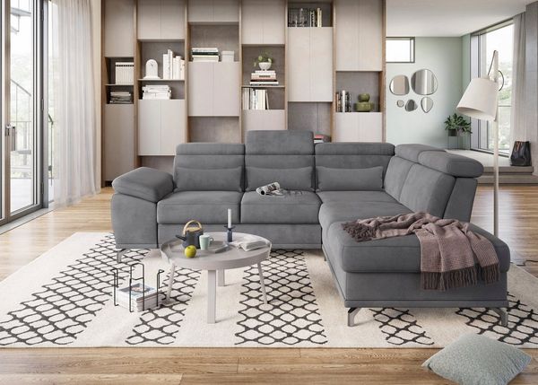 sit&more Ecksofa Cabrio L-Form, B: 274 cm, mit Sitztiefen-, Arm- & Kopfteilverstellung, 3 Nierenkissen, Federkern, optional Bettfunktion und Stauraum
