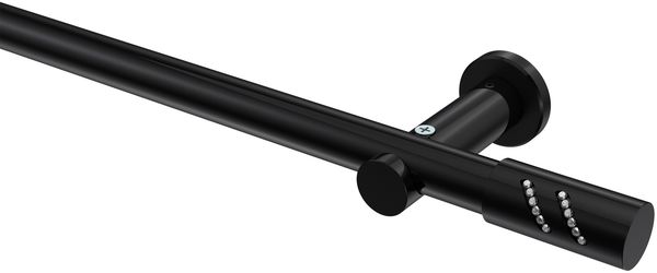 Gardinenstangen-Set Platon Zoena 100 cm, 1-läufig (ohne Ringe), 20 mm Ø Schwarz