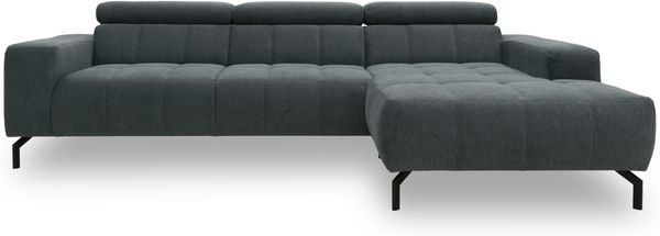 DOMO Collection Cunelli, Ecksofa mit Kopfstützfunktion, Microfaser steel, 292 x 175 cm