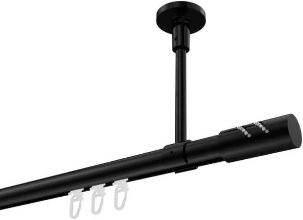 Innenlauf-Gardinenstangen-Set Sonette Zoena 300 cm (geteilt in 3 x 100 cm), 1-läufig, 20 mm Ø Schwarz