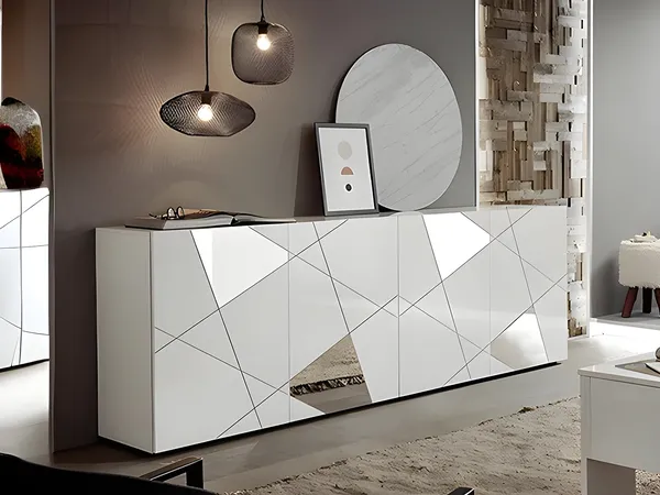 Vente-unique - Sideboard mit 4 Türen - Weiß lackiert - CANTIANO