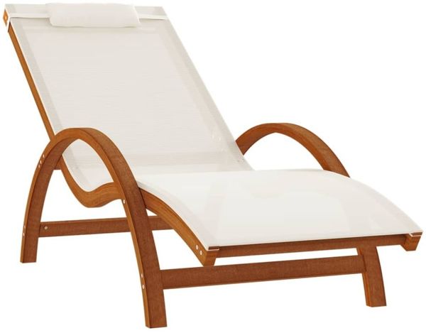 vidaXL Sonnenliege mit Kissen Weiß Textilene und Massivholz Pappel 363469