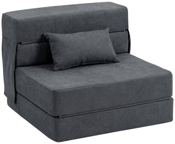 HOMCOM Schlafsofa klappbares Schlafsofa mit Bettfunktion, Lendenkissen, Sofa 1 Teile, Schlafsessel mit Bettfunktion