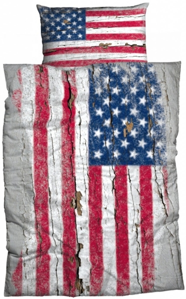CASATEX Bettwäsche Stars and Stripes Renforce Used Look 135 x 200 + 80 x 80 cm